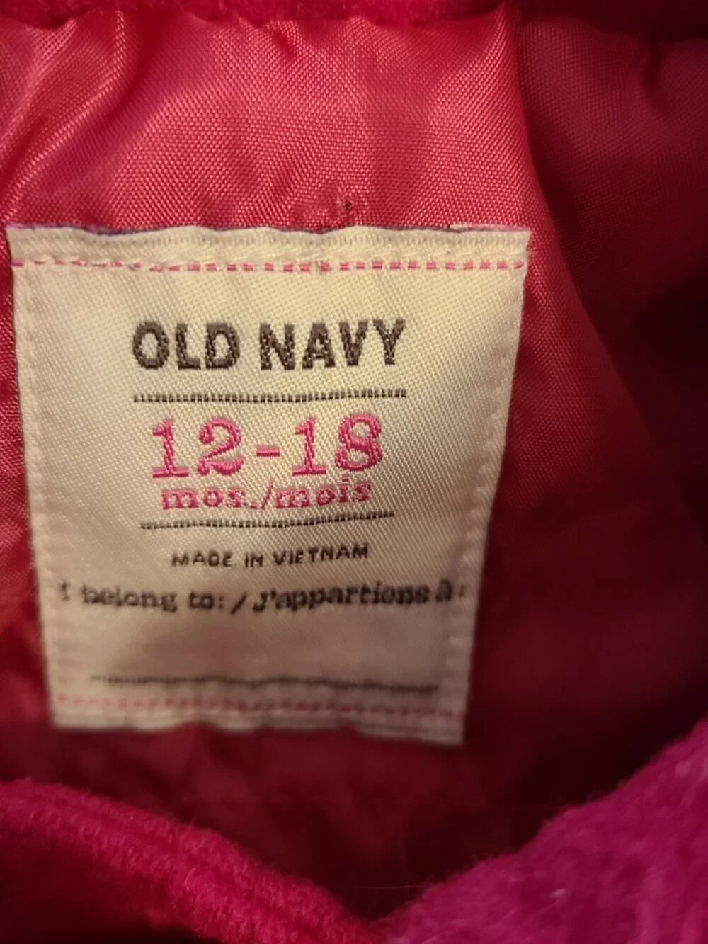 Old Navy Wool Blend Double Breasted Peacoat Fuchsia Pink Baby Girl Size 12-18M